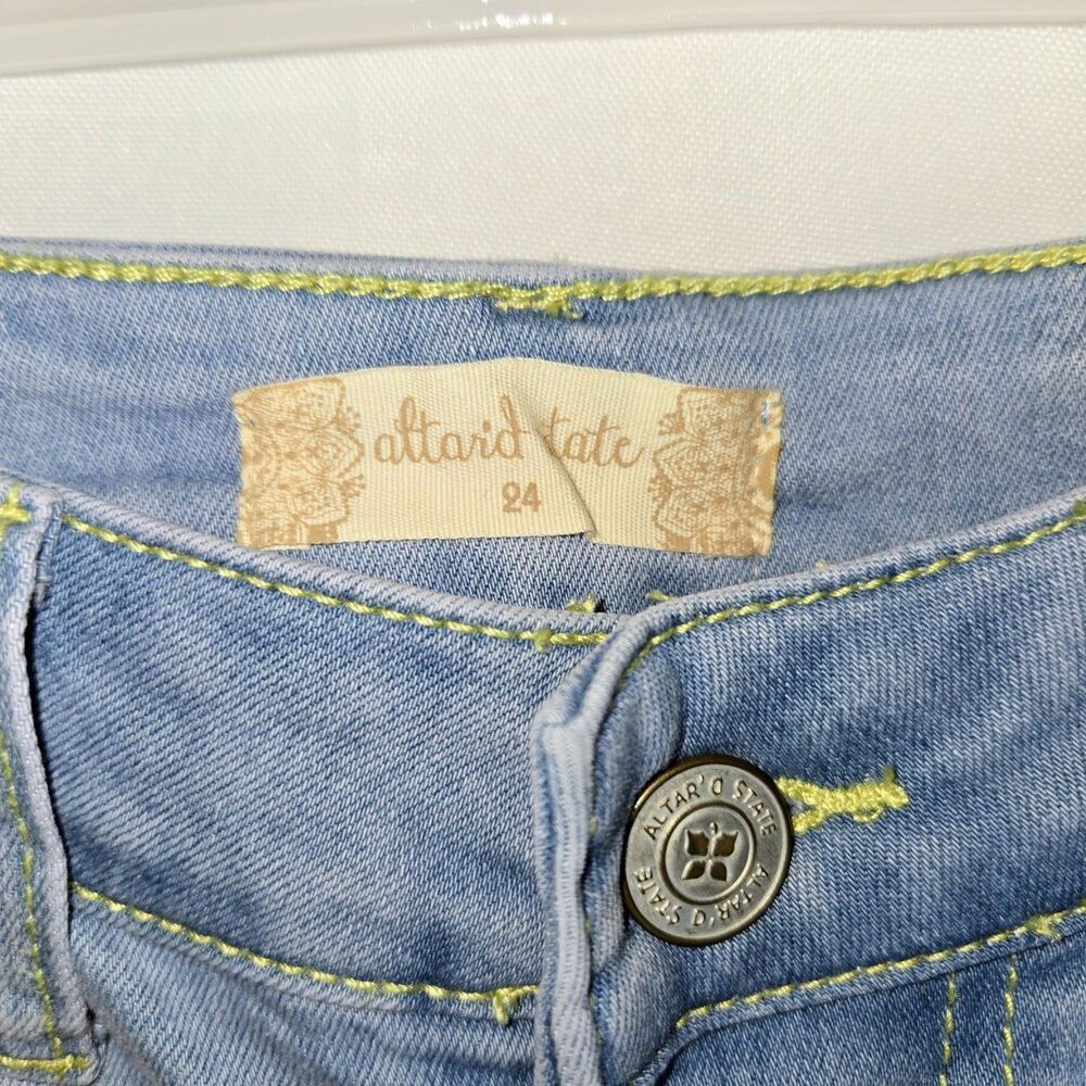 ALTAR'D STATE Jeans Flared Bottoms Boho LightBlue HighRise Women Size 24 Med NEW - Picture 4 of 11